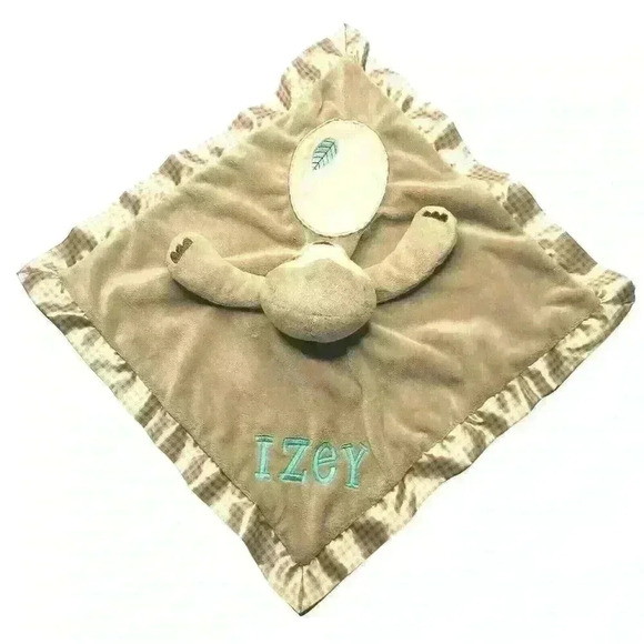 Douglas Baby Lovey Security Blanket Racoon Tan Gingham Check Izey - Picture 3 of 5